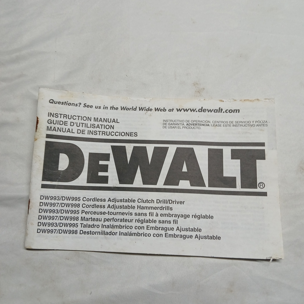 DeWalt Instruction Manual for Cordless Drill